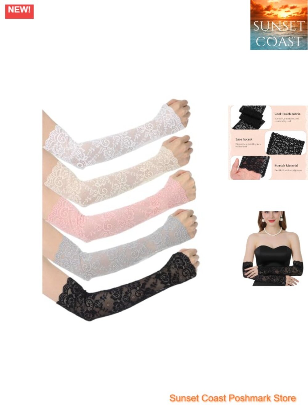 Lace Arm Sleeves for Women Fingerless Gloves Elbow Length Cover
